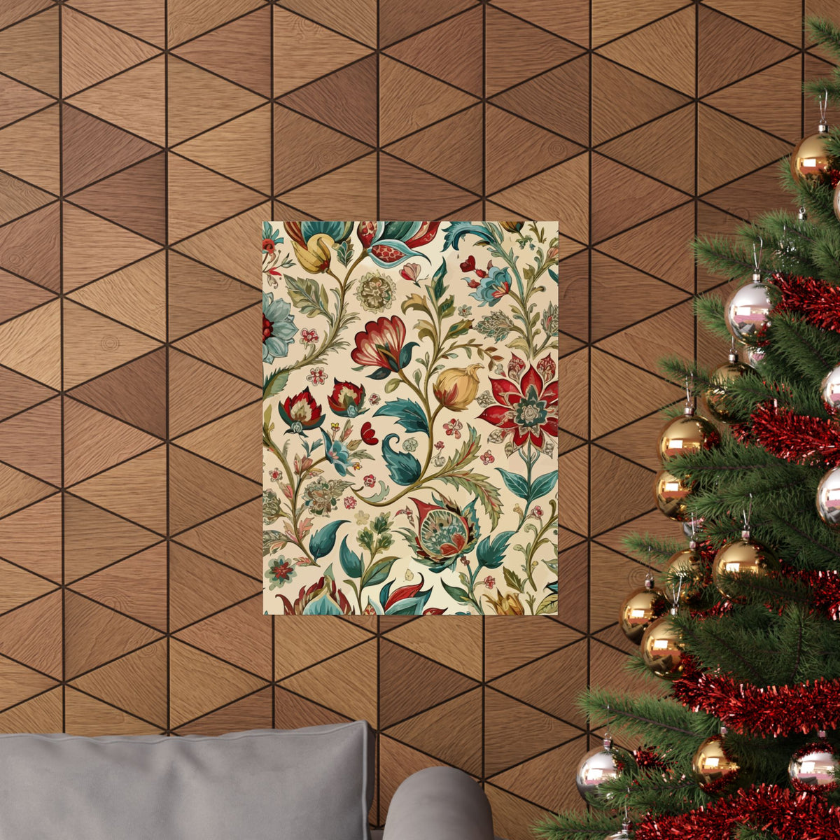 Folk Floral Pattern, Mughal Inspired 03 - 18 in x 24 in Matte Poster