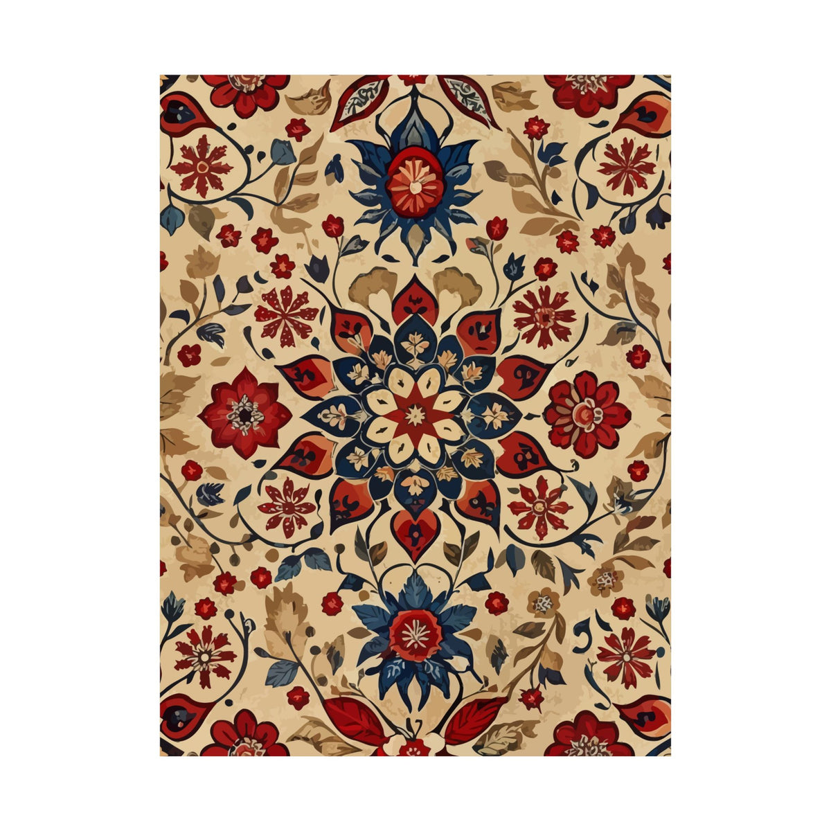 Folk Floral Pattern, Moroccan Inspired 09 - 18 in x 24 in Matte Poster