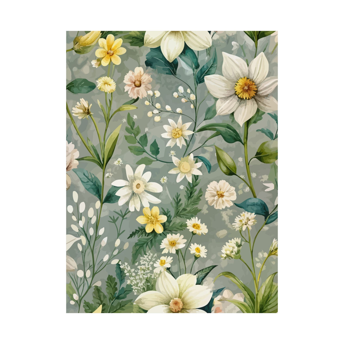 Folk Floral Pattern, Alpine Inspired 02 - 18 in x 24 in Matte Poster