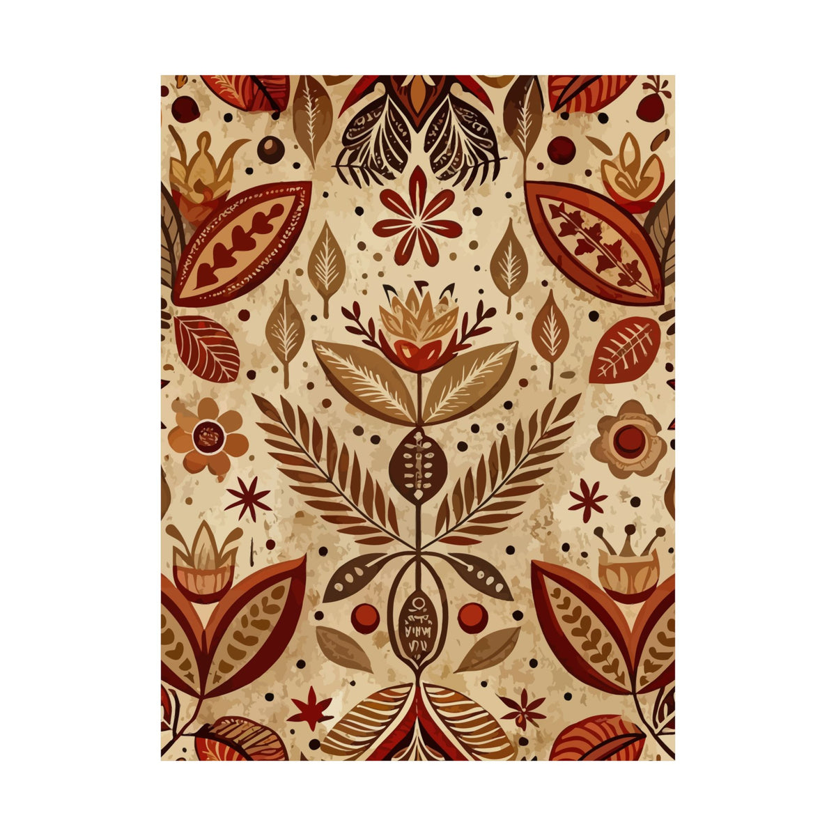 Folk Floral Pattern, Aztec Inspired 01 - 18 in x 24 in Matte Poster