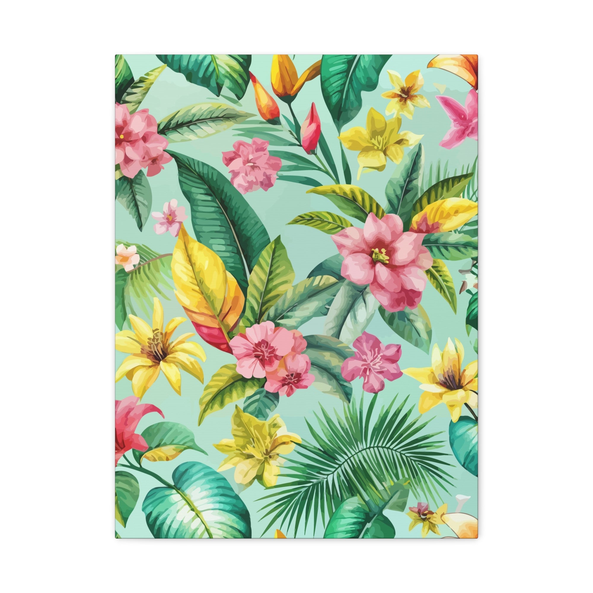 Folk Floral Pattern, Caribbean Inspired 01 - 18 in x 24 in Matte Canvas, Stretched, 1.25 in