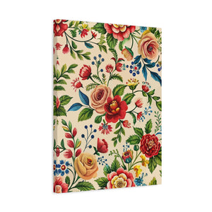 Folk Floral Pattern, Romanian Inspired 04 - 18 in x 24 in Matte Canvas, Stretched, 1.25 in