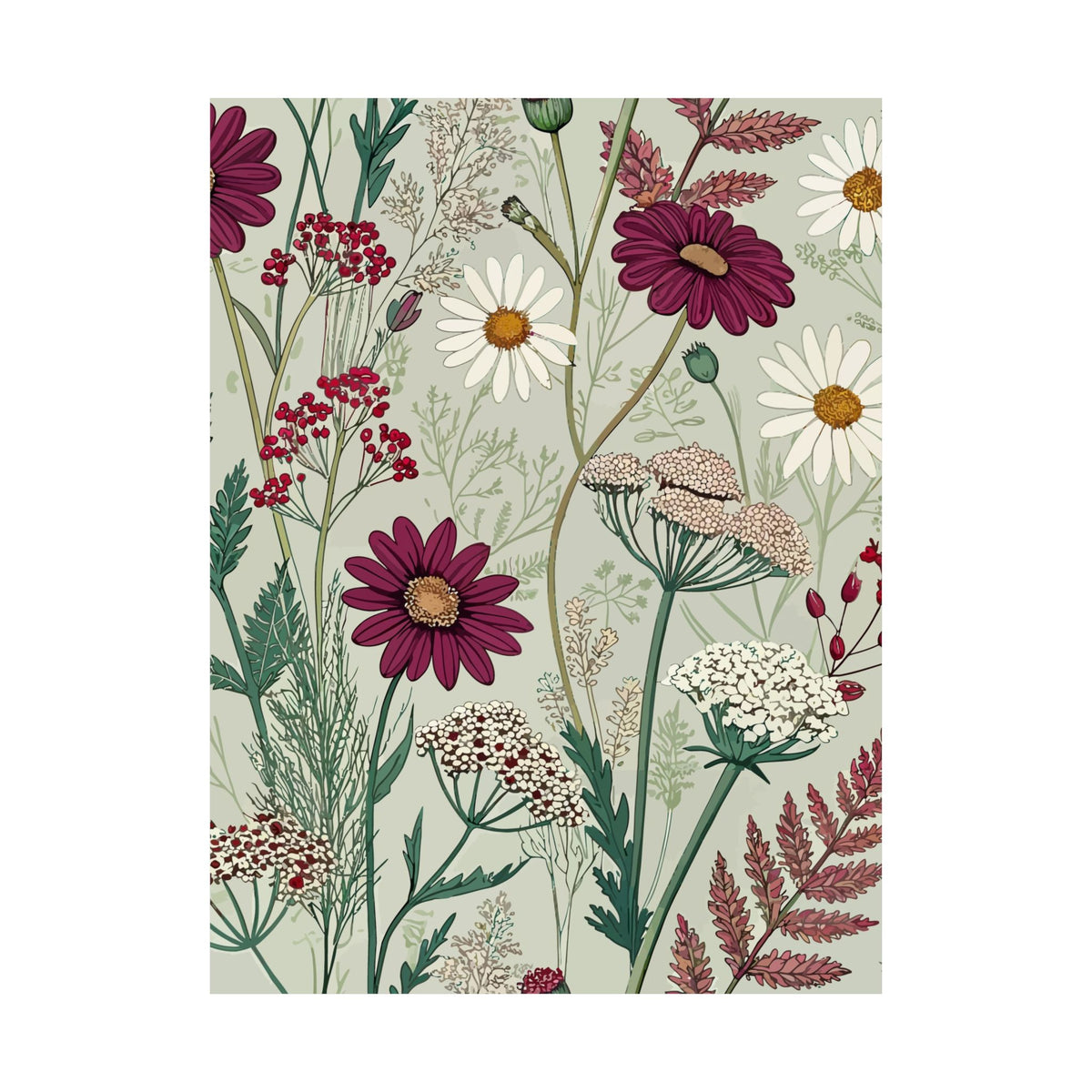 Wildflowers Pattern 034 - 18 in x 24 in Matte Poster