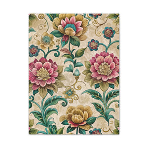 Folk Floral Pattern, Bhutanese Inspired 01 - 18 in x 24 in Matte Canvas, Stretched, 1.25 in