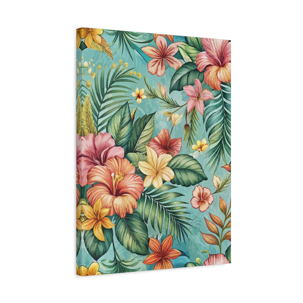 Folk Floral Pattern, Balinese Inspired 01 - 18 in x 24 in Matte Canvas, Stretched, 1.25 in