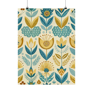 Folk Floral Pattern, Scandinavian Inspired 07 - 18 in x 24 in Matte Poster