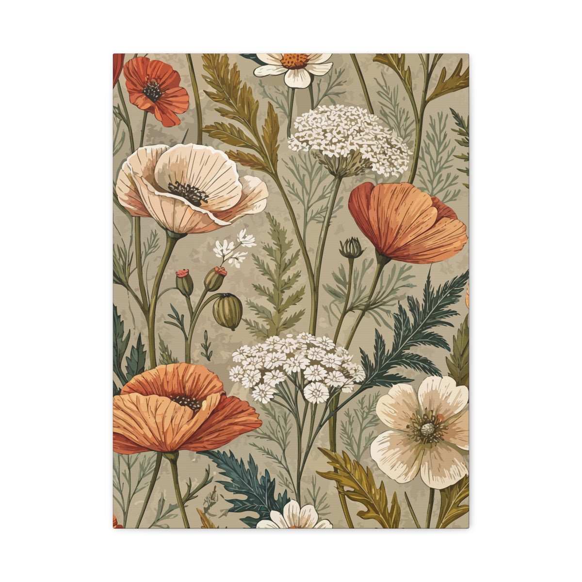 Wildflowers Pattern 139 - 18 in x 24 in Matte Canvas, Stretched, 1.25 in