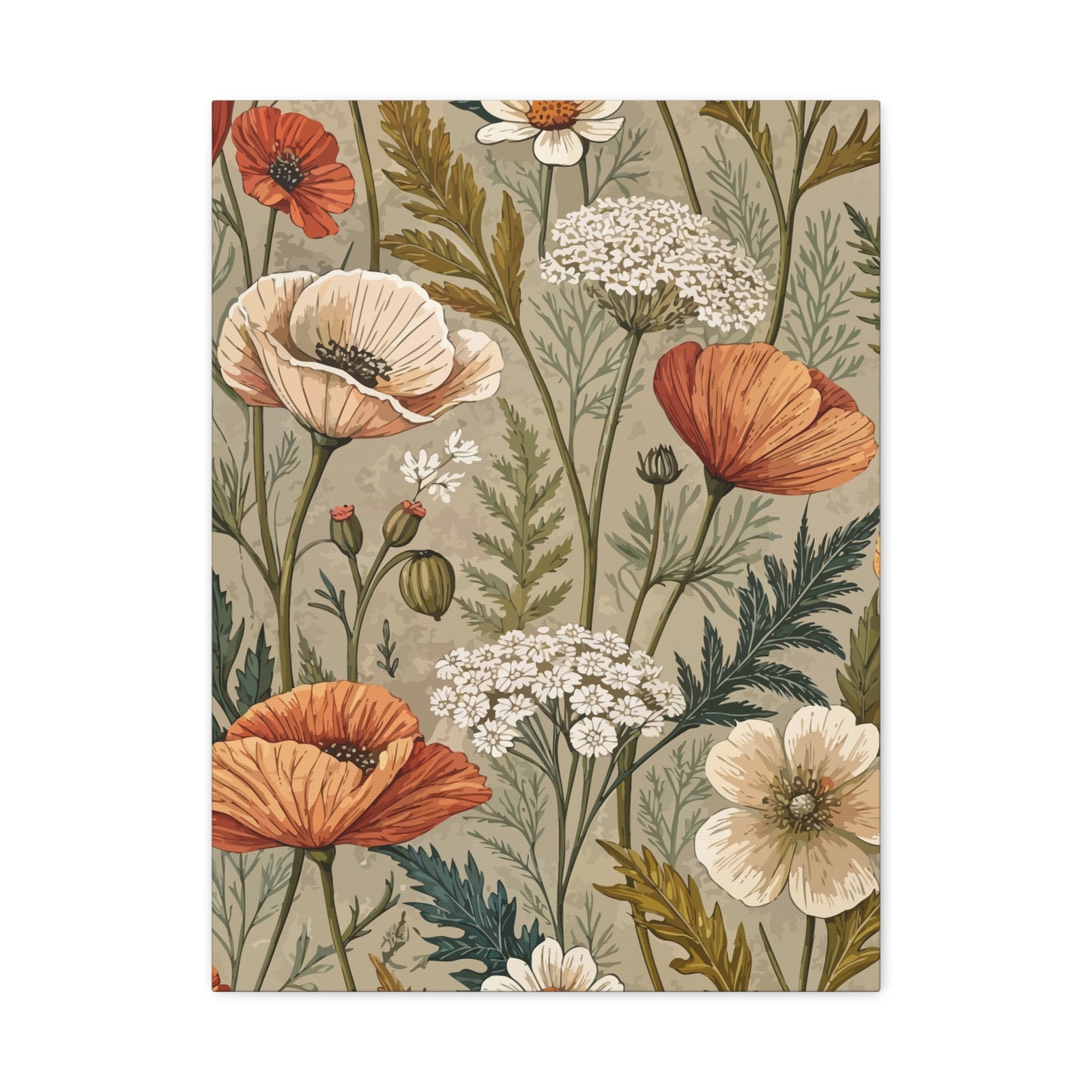 Wildflowers Pattern 139 - 18 in x 24 in Matte Canvas, Stretched, 1.25 in
