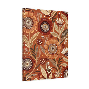 Folk Floral Pattern, Aboriginal Inspired 02 - 18 in x 24 in Matte Canvas, Stretched, 1.25 in