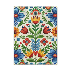 Folk Floral Pattern, Swedish Inspired 02 - 18 in x 24 in Matte Canvas, Stretched, 1.25 in
