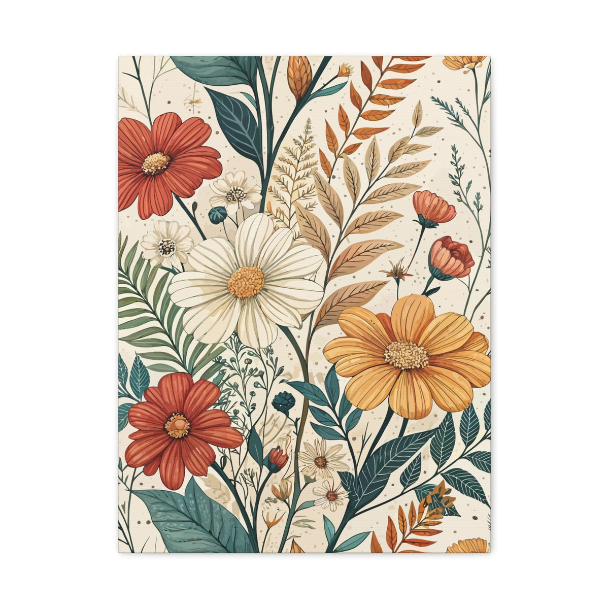 Wildflowers Pattern 069 - 18 in x 24 in Matte Canvas, Stretched, 1.25 in