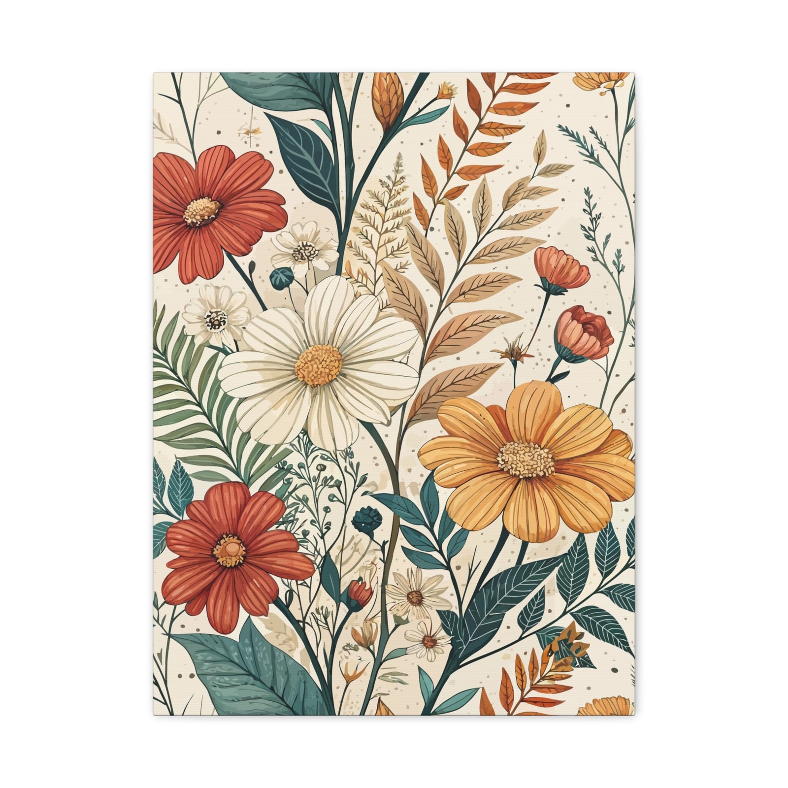 Wildflowers Pattern 069 - 18 in x 24 in Matte Canvas, Stretched, 1.25 in