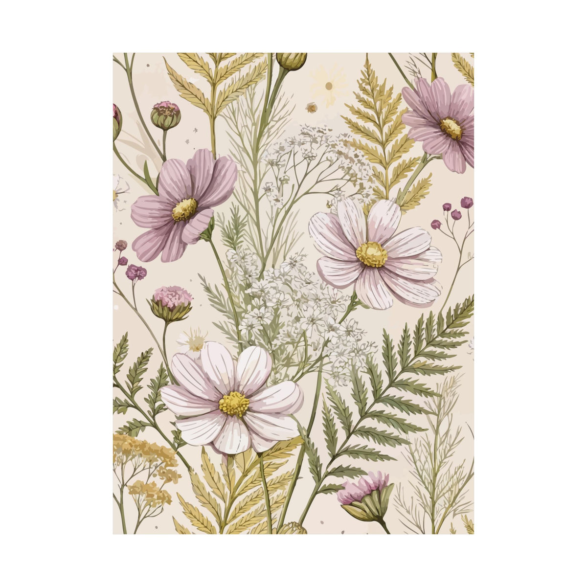 Wildflowers Pattern 092 - 18 in x 24 in Matte Poster