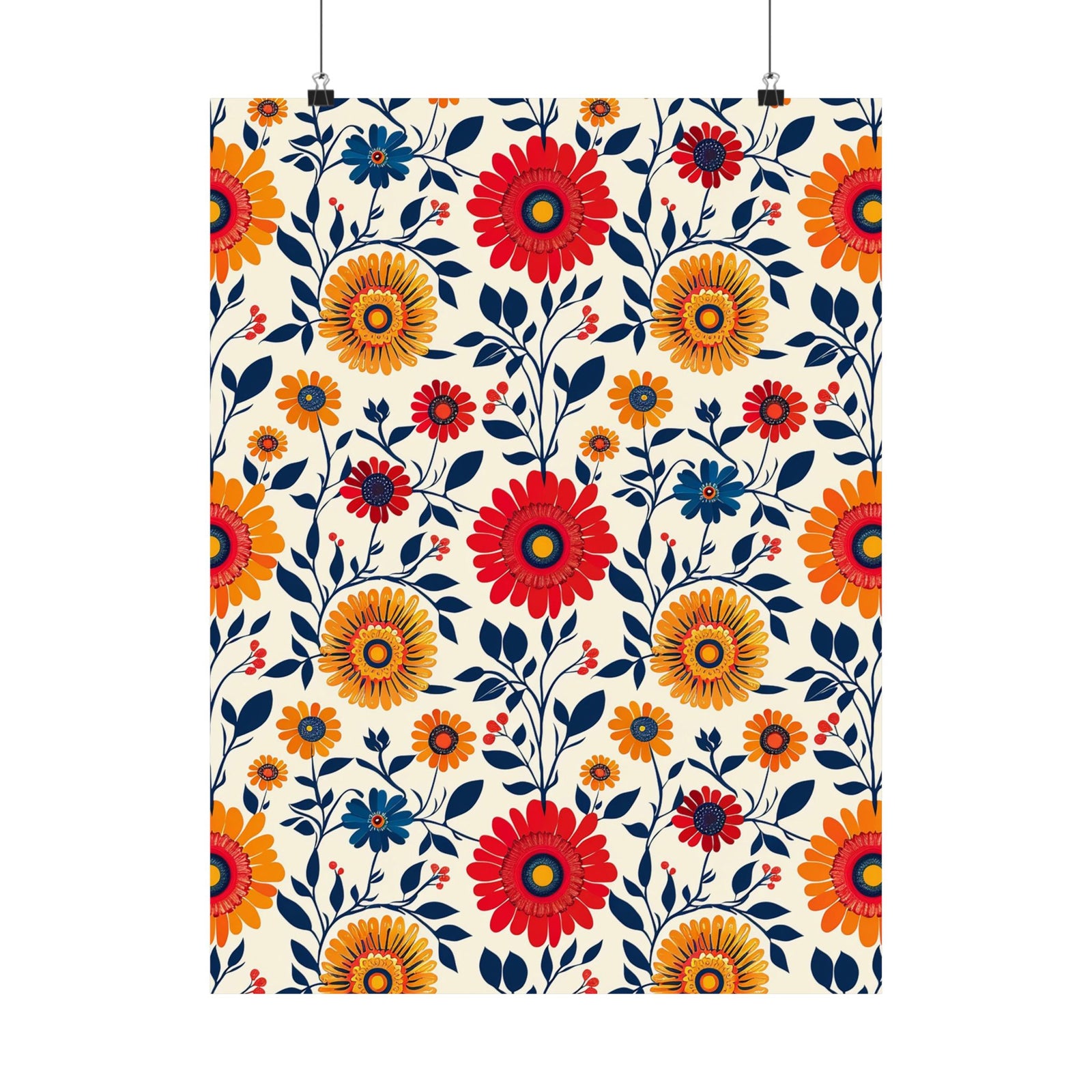 Mexican Floral Fiesta Pattern 040 - 18 in x 24 in Matte Poster