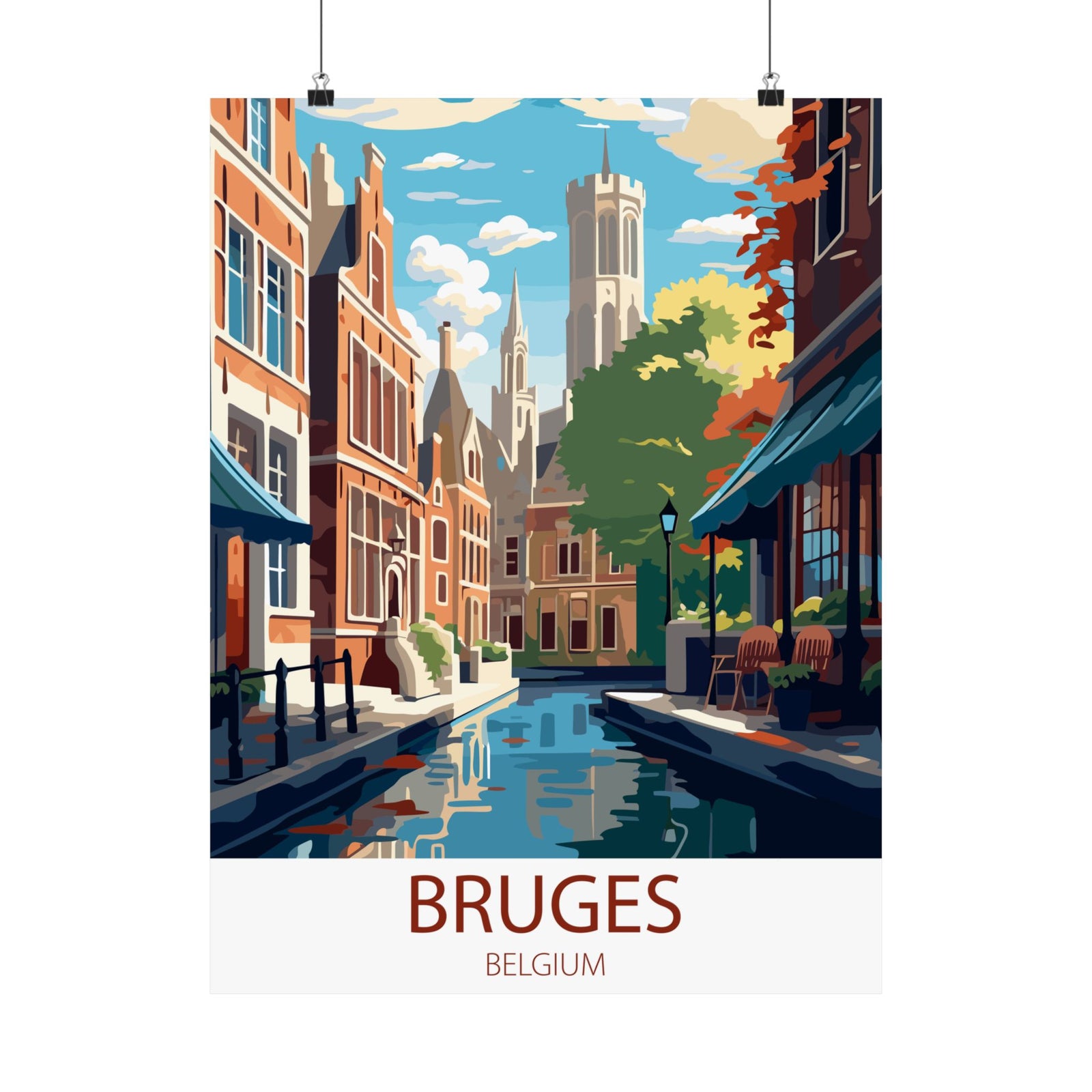 Famous Travel Destinations - Bruge, Belgium - 18 in x 24 in Matte Poster