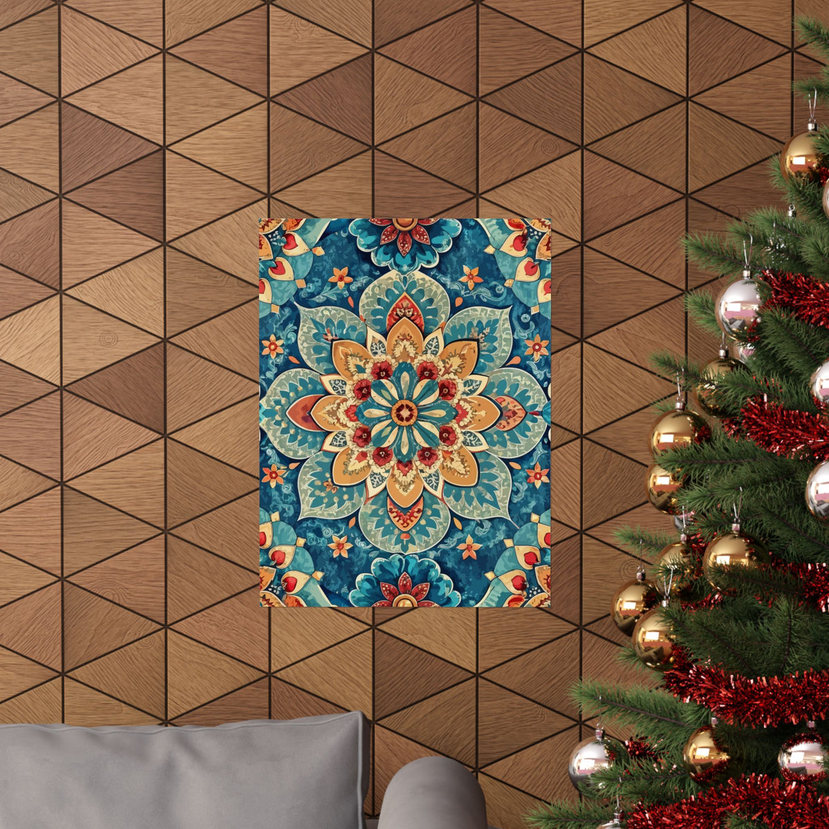 Folk Floral Pattern, Moroccan Inspired 05 - 18 in x 24 in Matte Poster