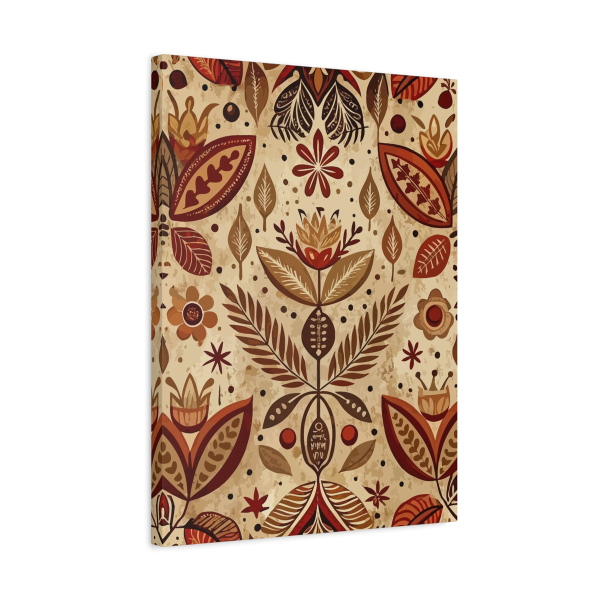 Folk Floral Pattern, Aztec Inspired 01 - 18 in x 24 in Matte Canvas, Stretched, 1.25 in
