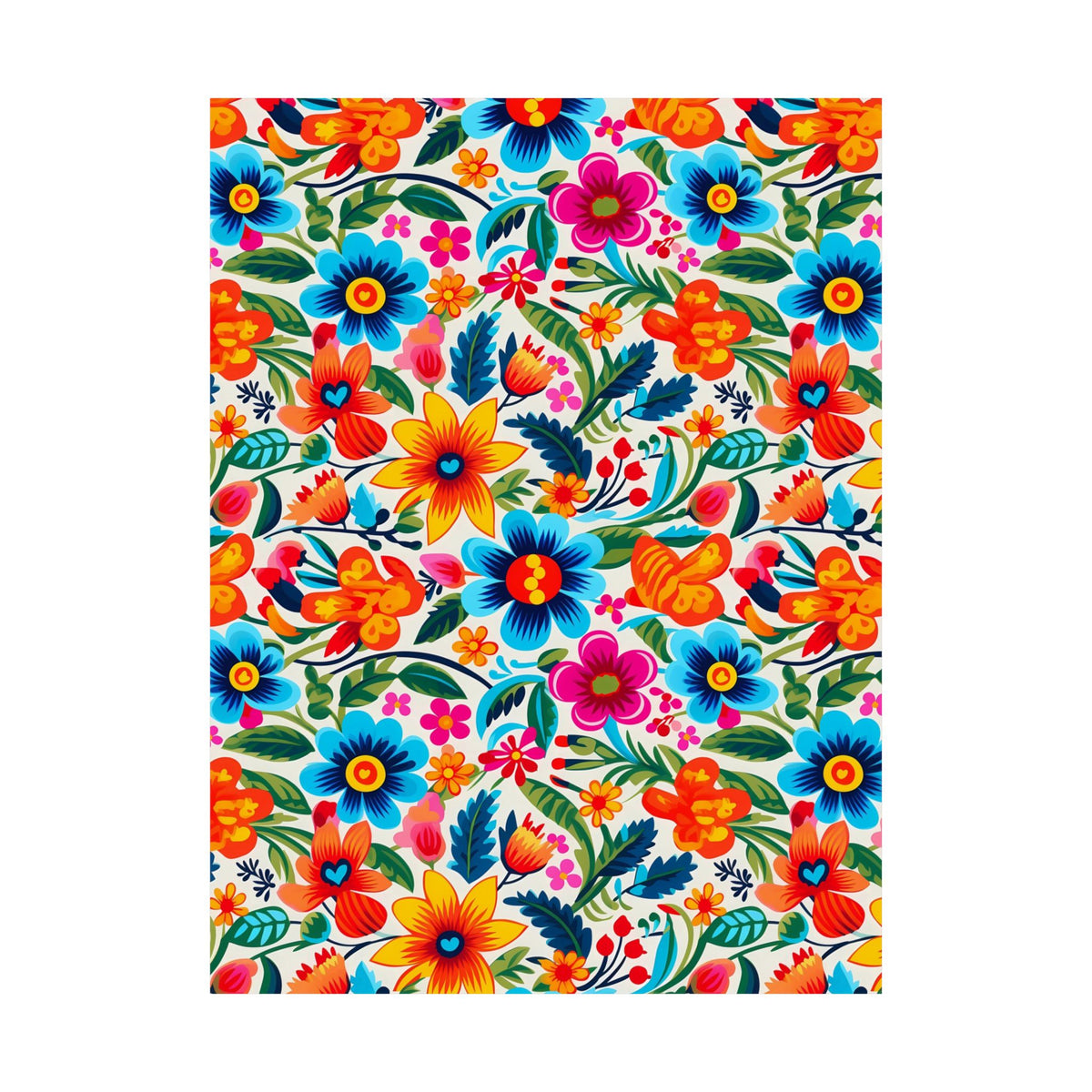 Mexican Floral Fiesta Pattern 050 - 18 in x 24 in Matte Poster