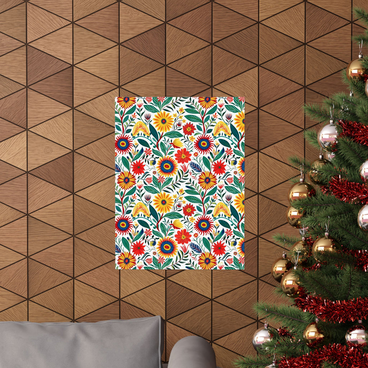 Mexican Floral Fiesta Pattern 023 - 18 in x 24 in Matte Poster