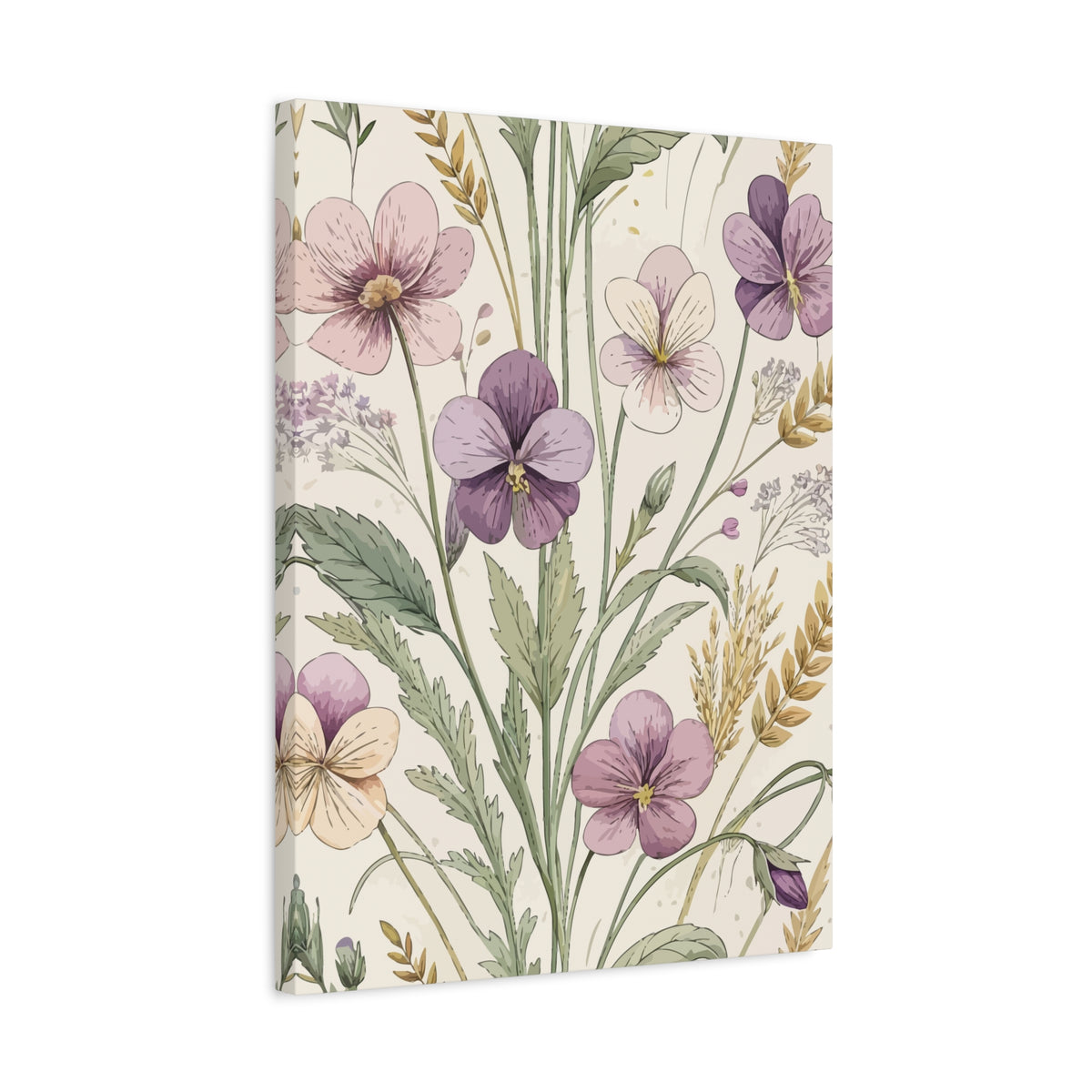 Wildflowers Pattern 121 - 18 in x 24 in Matte Canvas, Stretched, 1.25 in