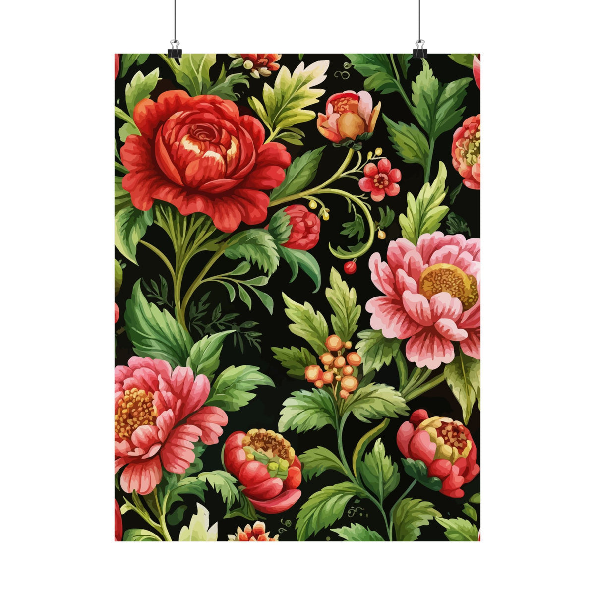 Folk Floral Pattern, Eastern European Inspired 02 - 18 in x 24 in Matte Poster