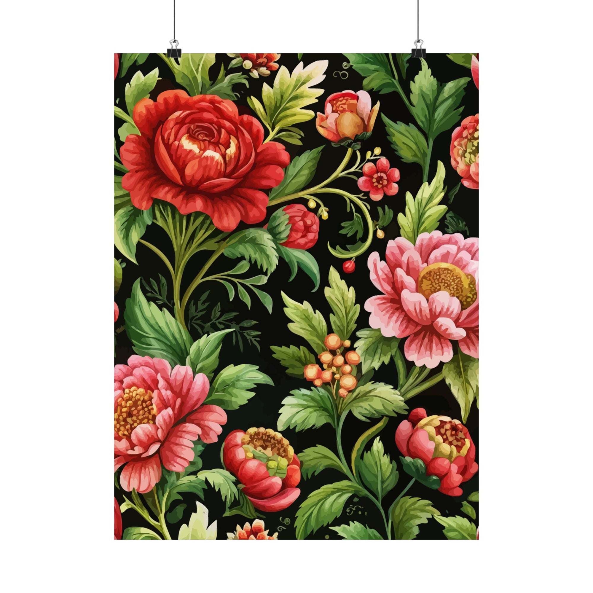 Folk Floral Pattern, Eastern European Inspired 02 - 18 in x 24 in Matte Poster