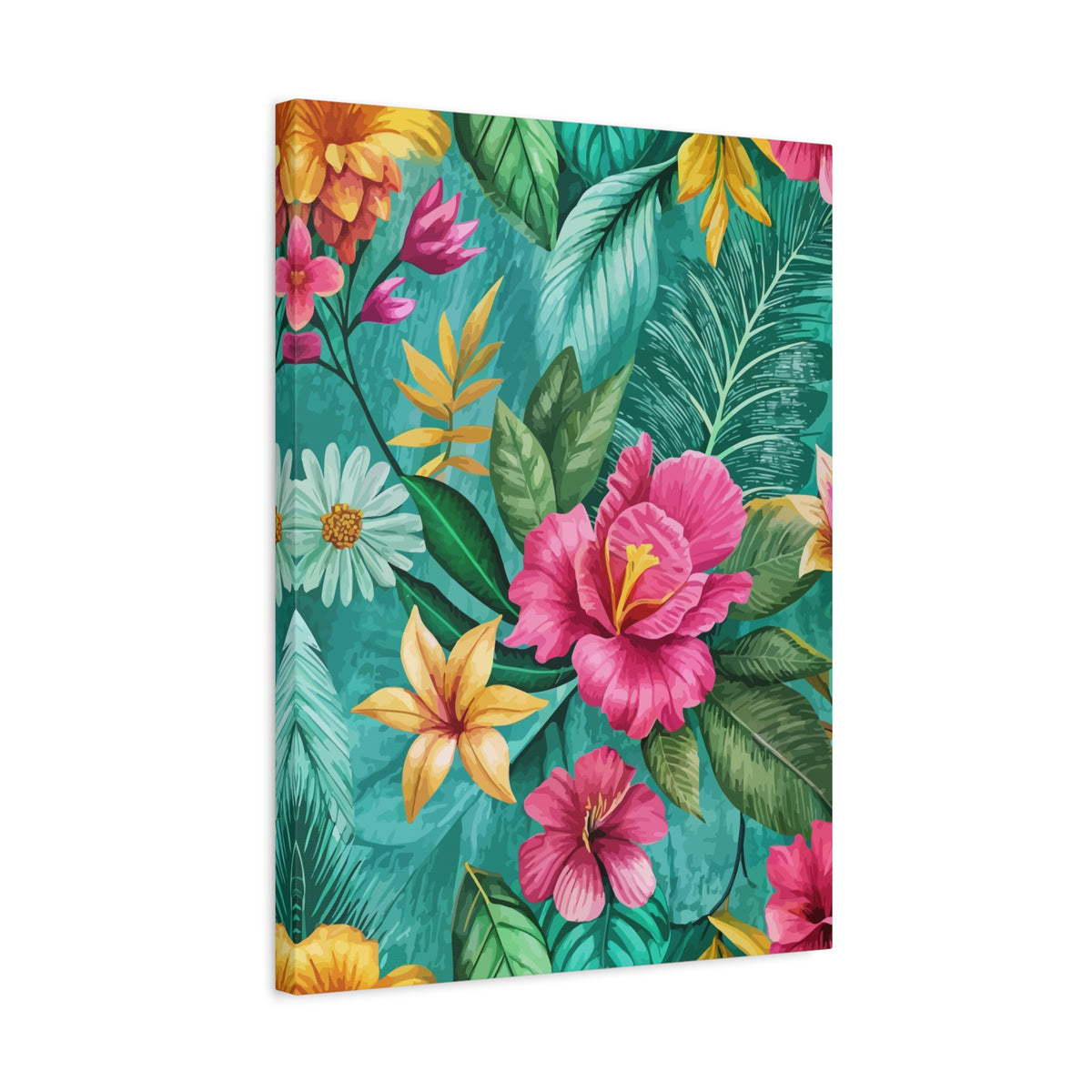 Folk Floral Pattern, South American Inspired 02 - 18 in x 24 in Matte Canvas, Stretched, 1.25 in