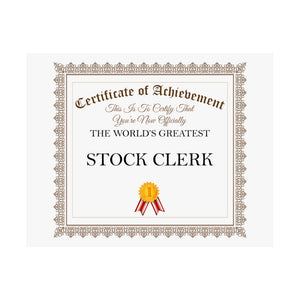 World's Greatest Stock Clerk - 14 in x 11 in Matte Poster