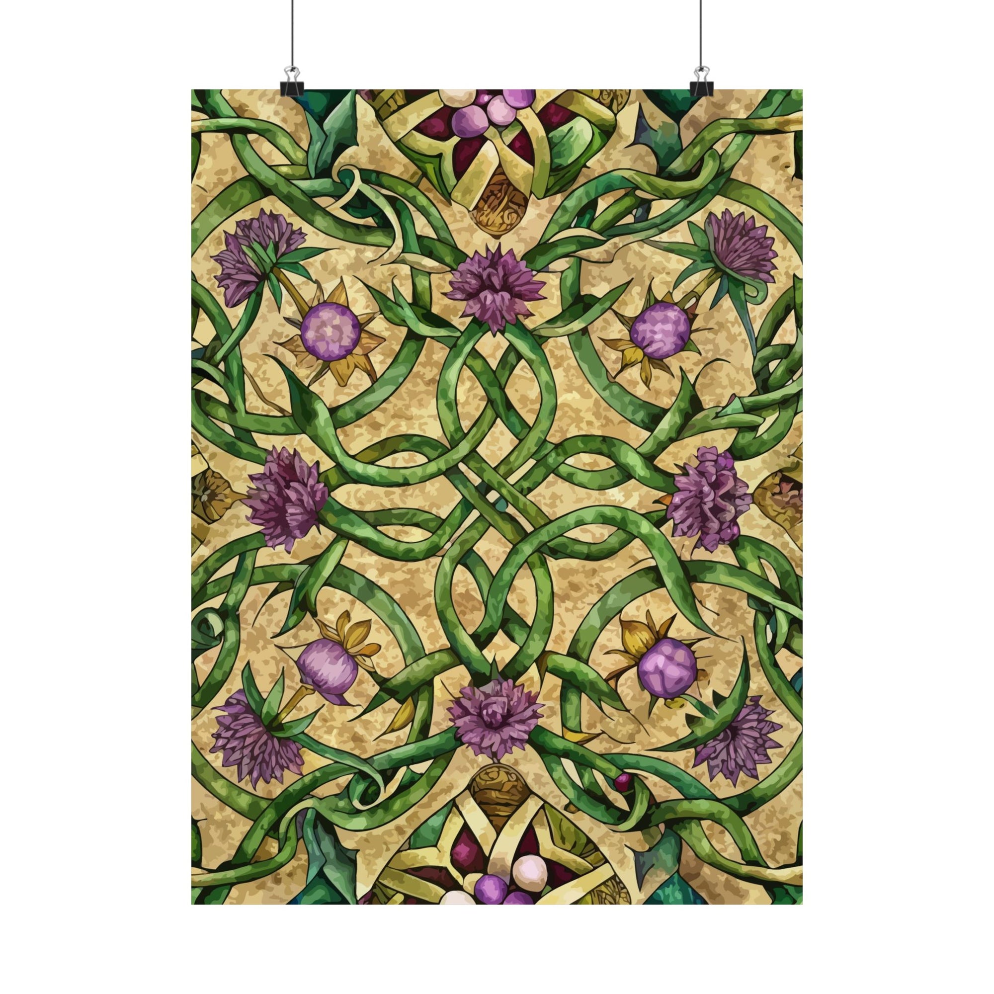 Folk Floral Pattern, Celtic Inspired 05 - 18 in x 24 in Matte Poster