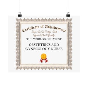 World's Greatest Obstetrics And Gynecology Nurse - 14 in x 11 in Matte Poster