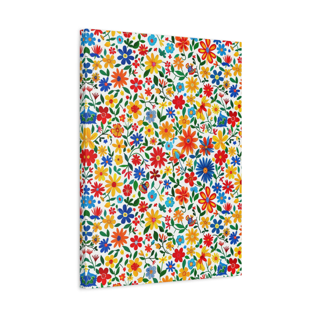 Mexican Floral Fiesta Pattern 009 - 18 in x 24 in Matte Canvas, Stretched, 1.25 in