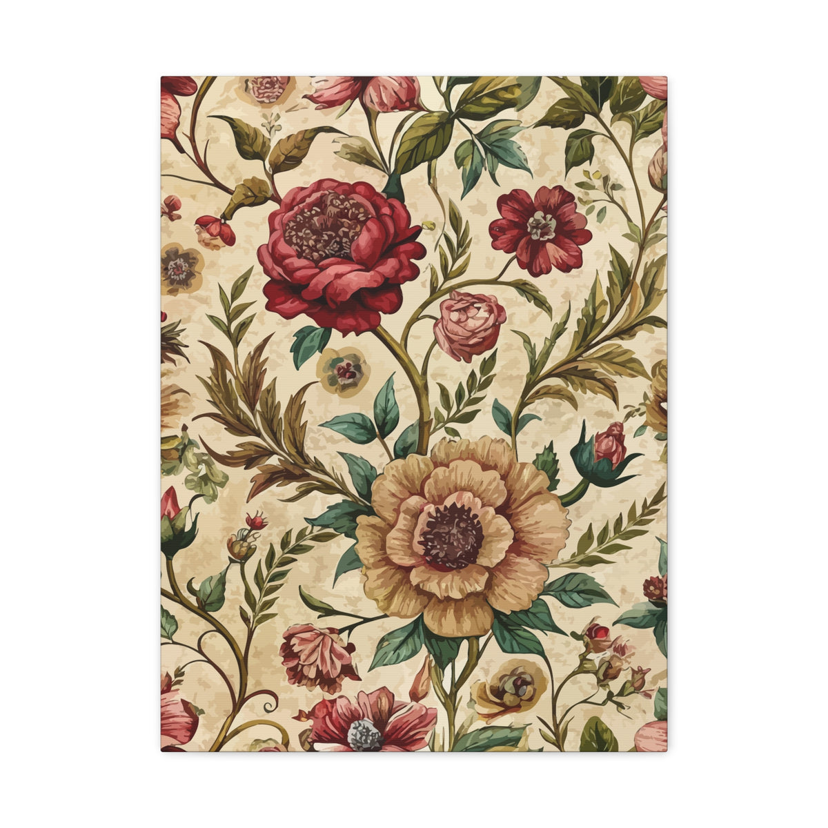 Folk Floral Pattern, Iranian Inspired 04 - 18 in x 24 in Matte Canvas, Stretched, 1.25 in