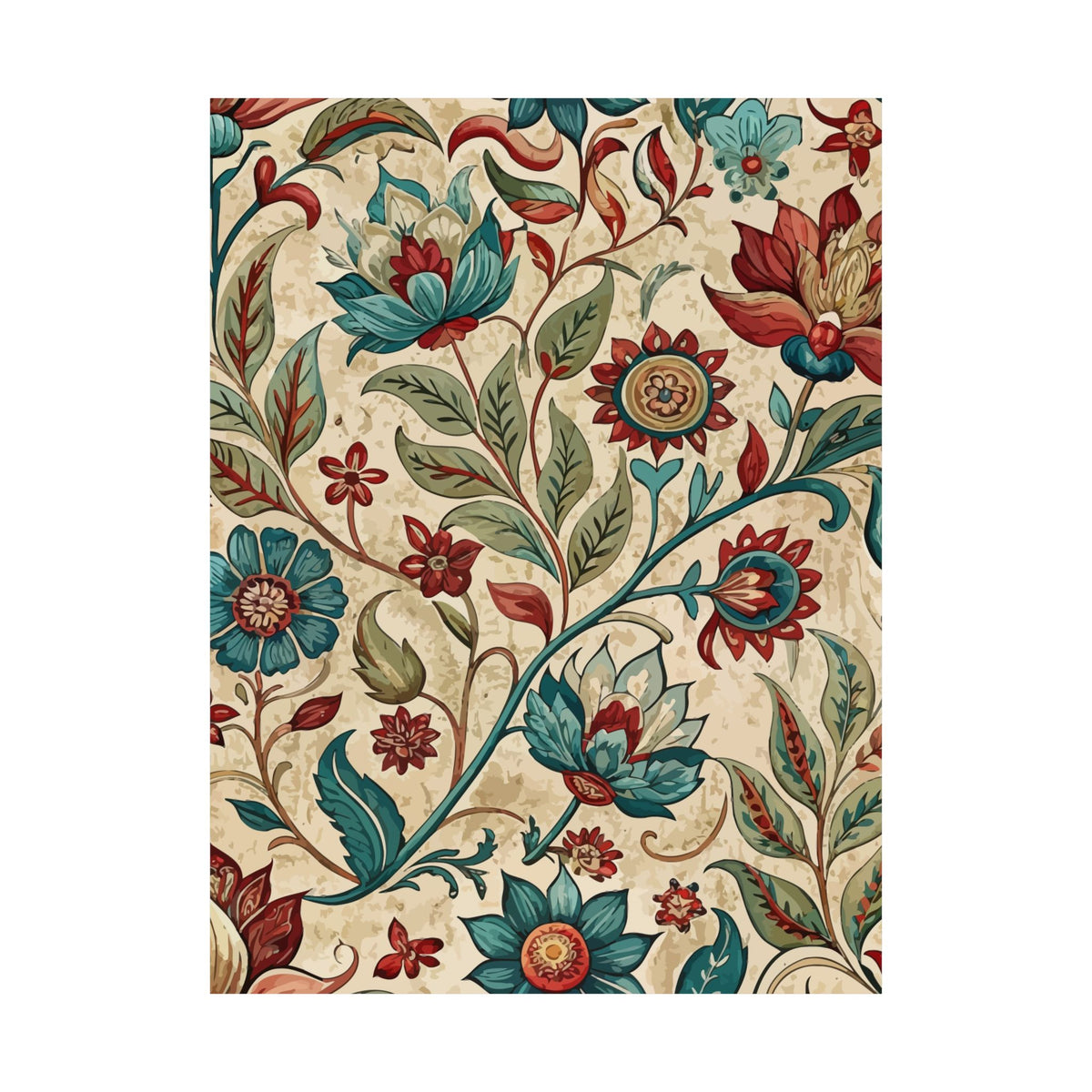 Folk Floral Pattern, Indian Inspired 03 - 18 in x 24 in Matte Poster