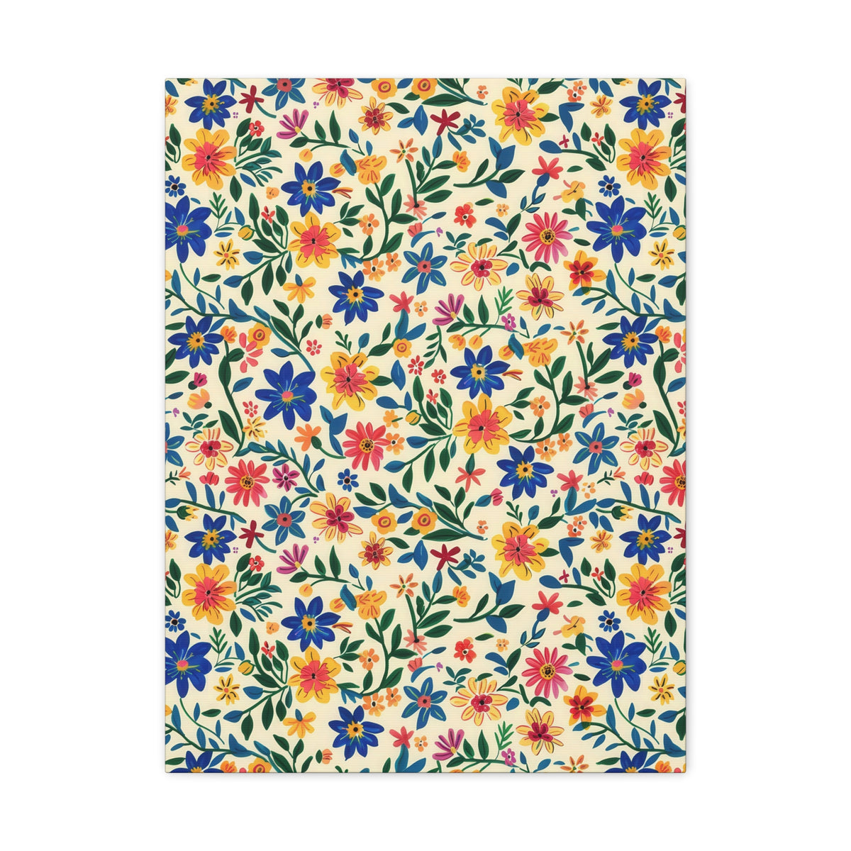 Mexican Floral Fiesta Pattern 006 - 18 in x 24 in Matte Canvas, Stretched, 1.25 in