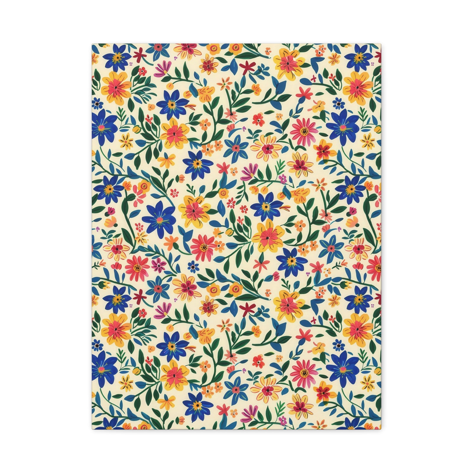 Mexican Floral Fiesta Pattern 006 - 18 in x 24 in Matte Canvas, Stretched, 1.25 in