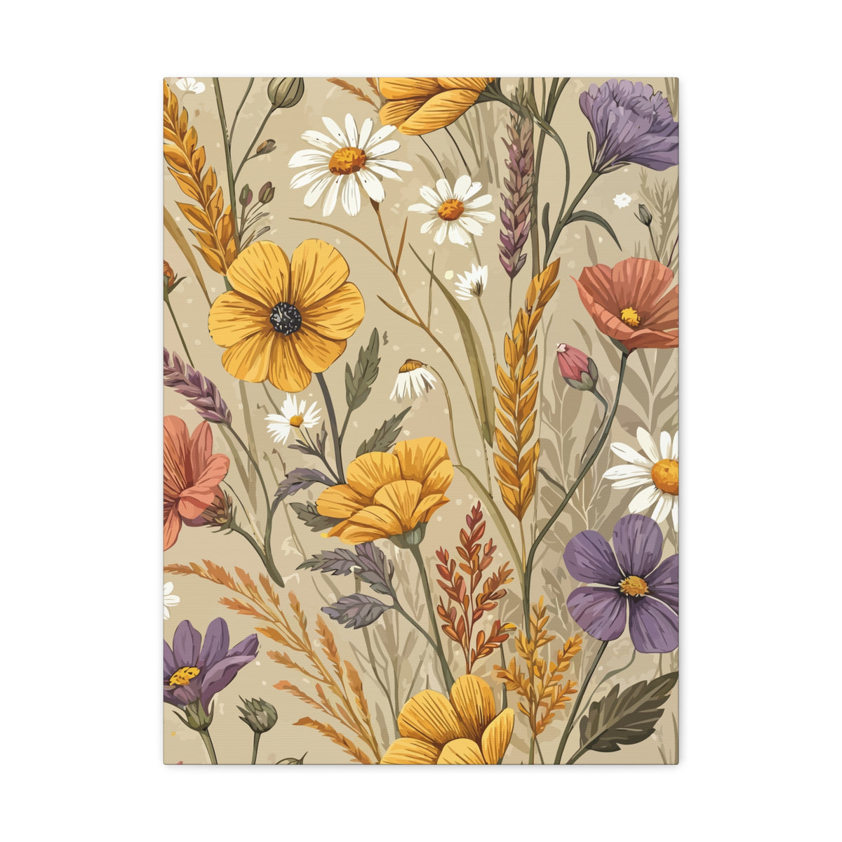 Wildflowers Pattern 174 - 18 in x 24 in Matte Canvas, Stretched, 1.25 in