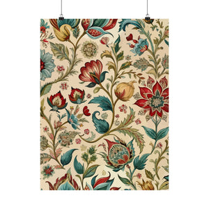 Folk Floral Pattern, Mughal Inspired 03 - 18 in x 24 in Matte Poster