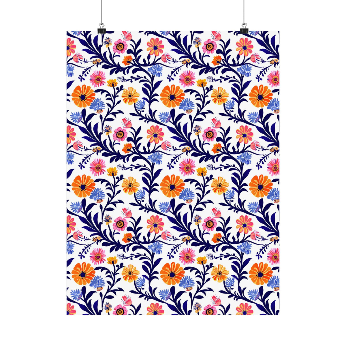 Mexican Floral Fiesta Pattern 022 - 18 in x 24 in Matte Poster
