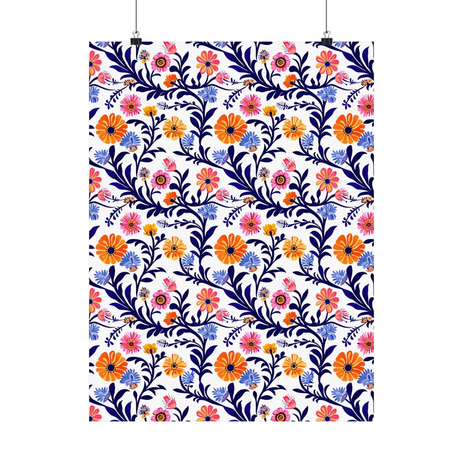 Mexican Floral Fiesta Pattern 022 - 18 in x 24 in Matte Poster