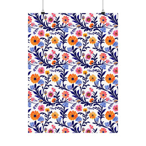Mexican Floral Fiesta Pattern 022 - 18 in x 24 in Matte Poster