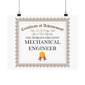 World's Greatest Mechanical Engineer - 14 in x 11 in Matte Poster