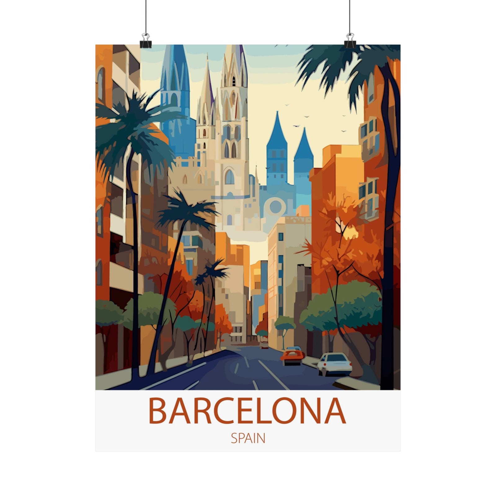 Famous Travel Destinations - Barcelona, Spain - 18 in x 24 in Matte Poster