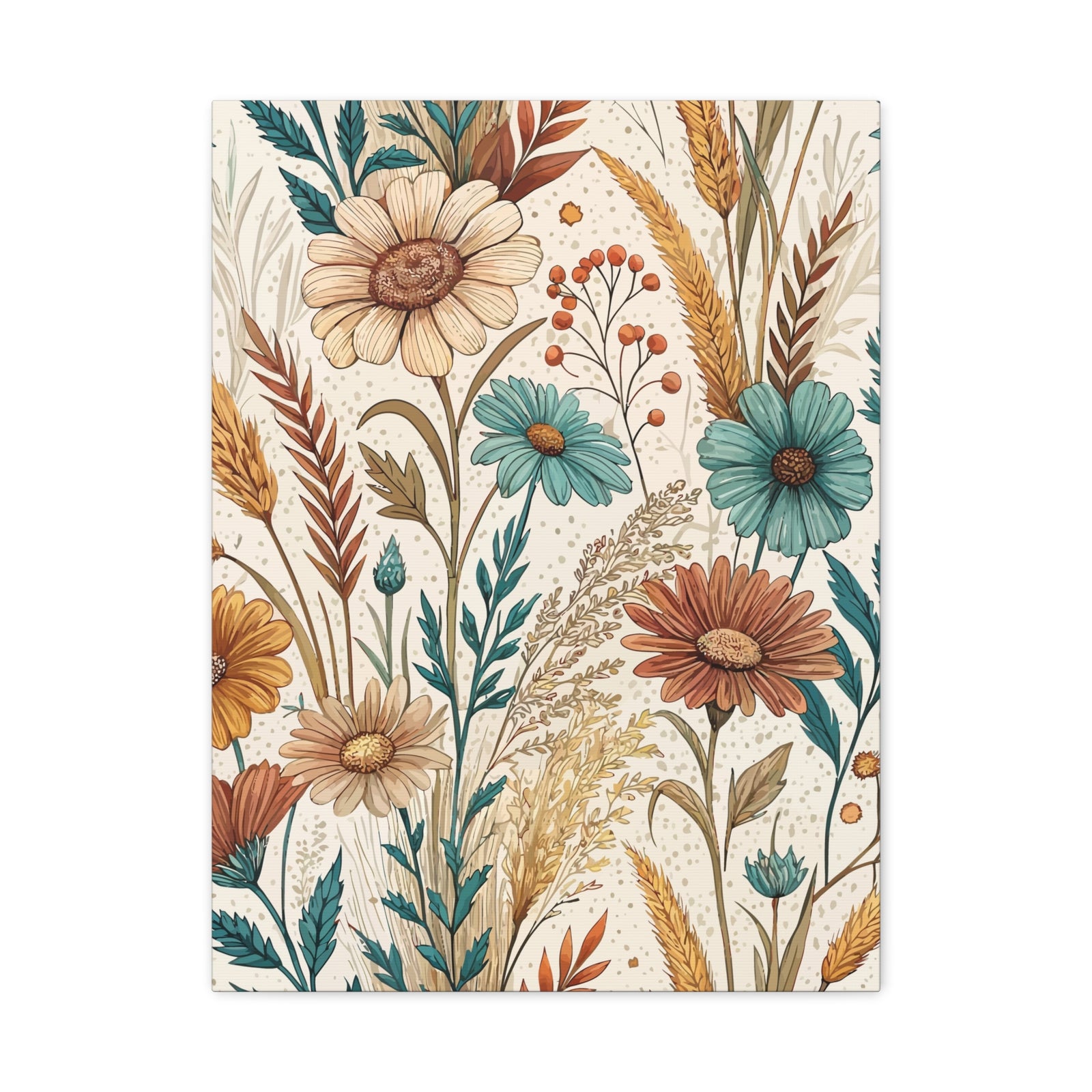 Wildflowers Pattern 006 - 18 in x 24 in Matte Canvas, Stretched, 1.25 in