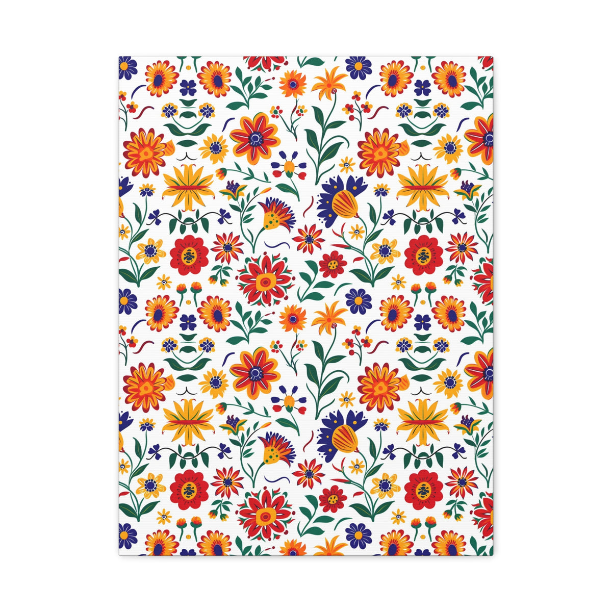 Mexican Floral Fiesta Pattern 024 - 18 in x 24 in Matte Canvas, Stretched, 1.25 in