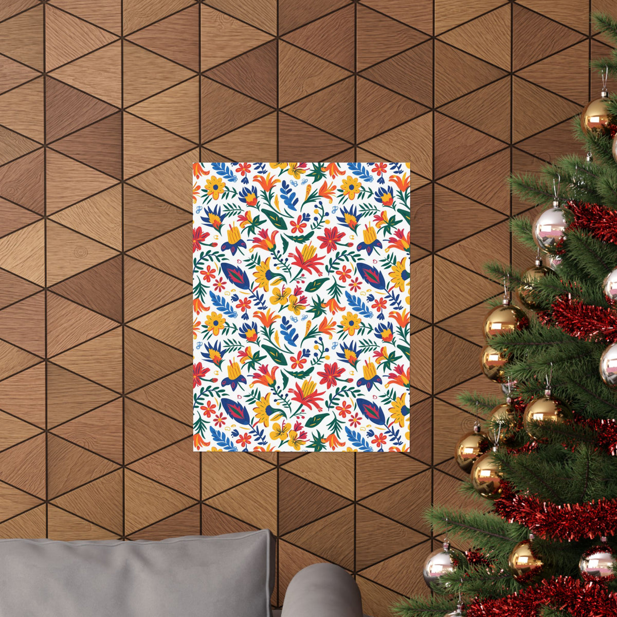 Mexican Floral Fiesta Pattern 021 - 18 in x 24 in Matte Poster