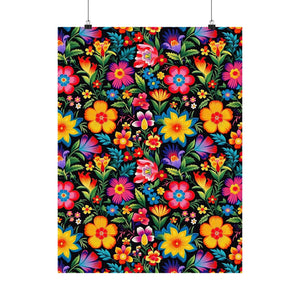 Mexican Floral Fiesta Pattern 030 - 18 in x 24 in Matte Poster