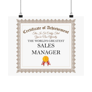 World's Greatest Sales Manager - 14 in x 11 in Matte Poster
