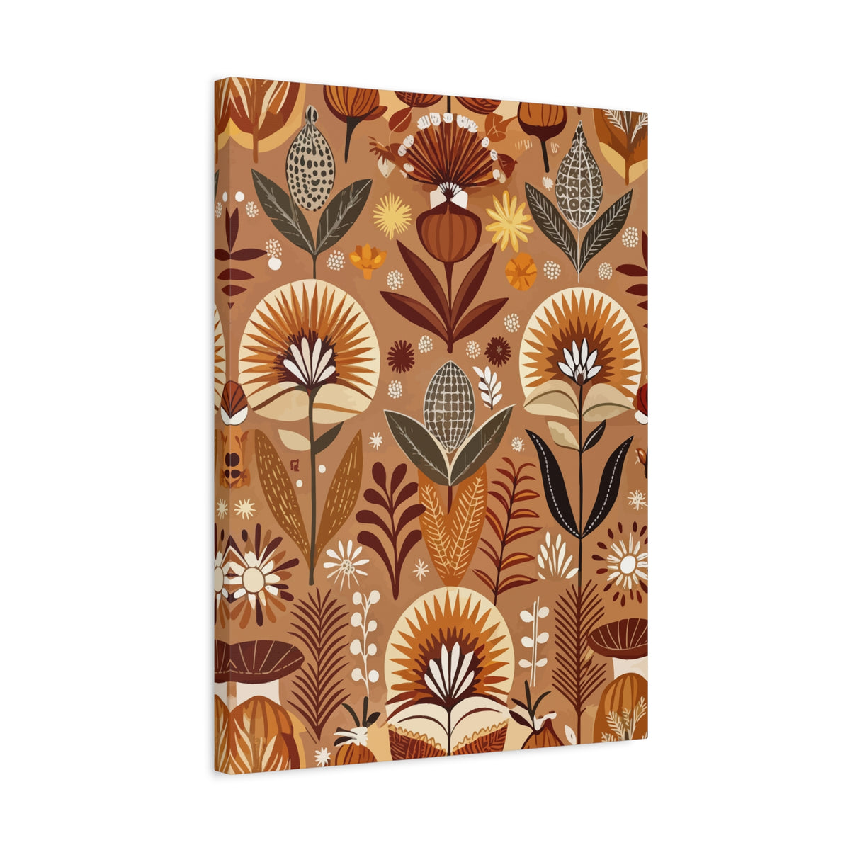 Folk Floral Pattern, African Inspired 01 - 18 in x 24 in Matte Canvas, Stretched, 1.25 in