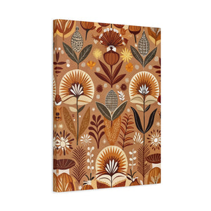 Folk Floral Pattern, African Inspired 01 - 18 in x 24 in Matte Canvas, Stretched, 1.25 in