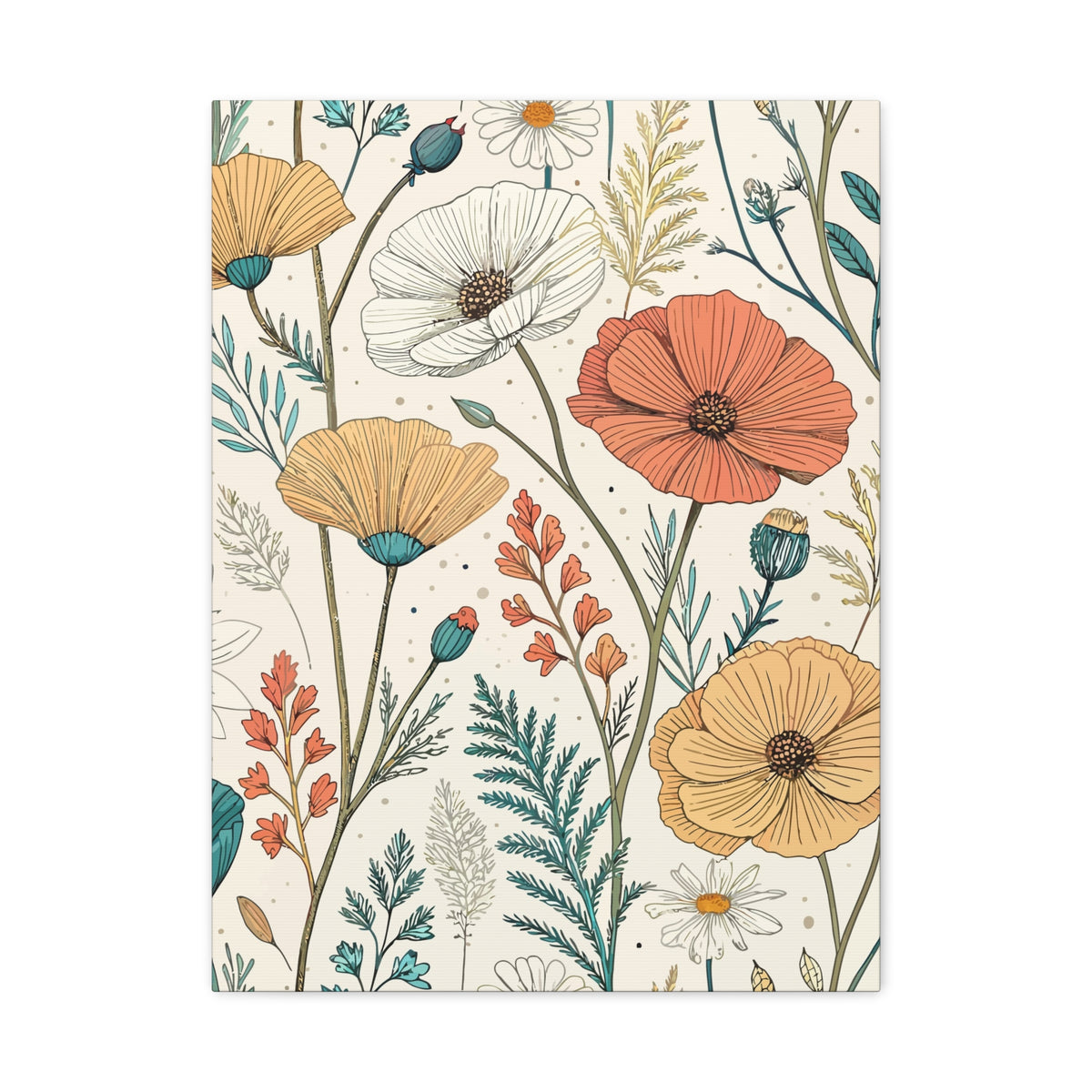 Wildflowers Pattern 065 - 18 in x 24 in Matte Canvas, Stretched, 1.25 in